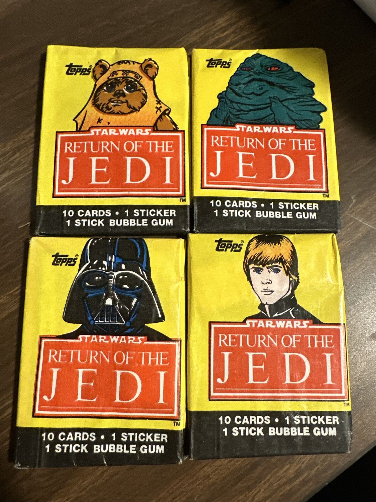 VINTAGE 4 Sealed Wax PACKS OF 1983 TOPPS STAR WARS RETURN OF THE JEDI Cards