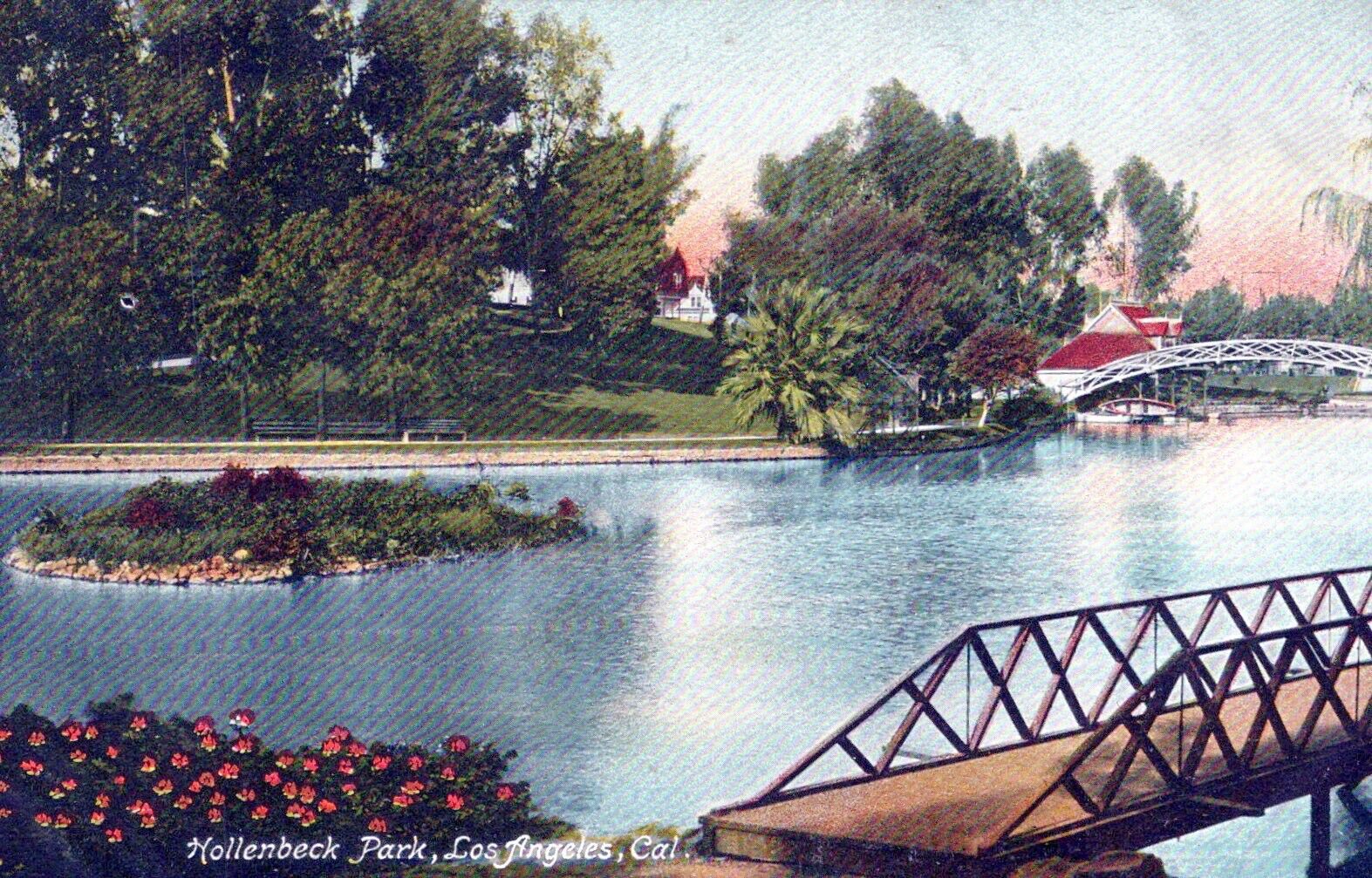 c1910 Hollenbeck Park Los Angeles, Cal. Postcard