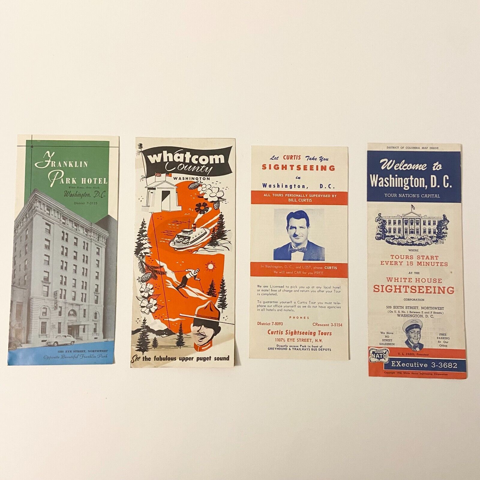 Vintage Washington DC Franklin Hotel Whatcom Sightseeing Brochures Pamphlets