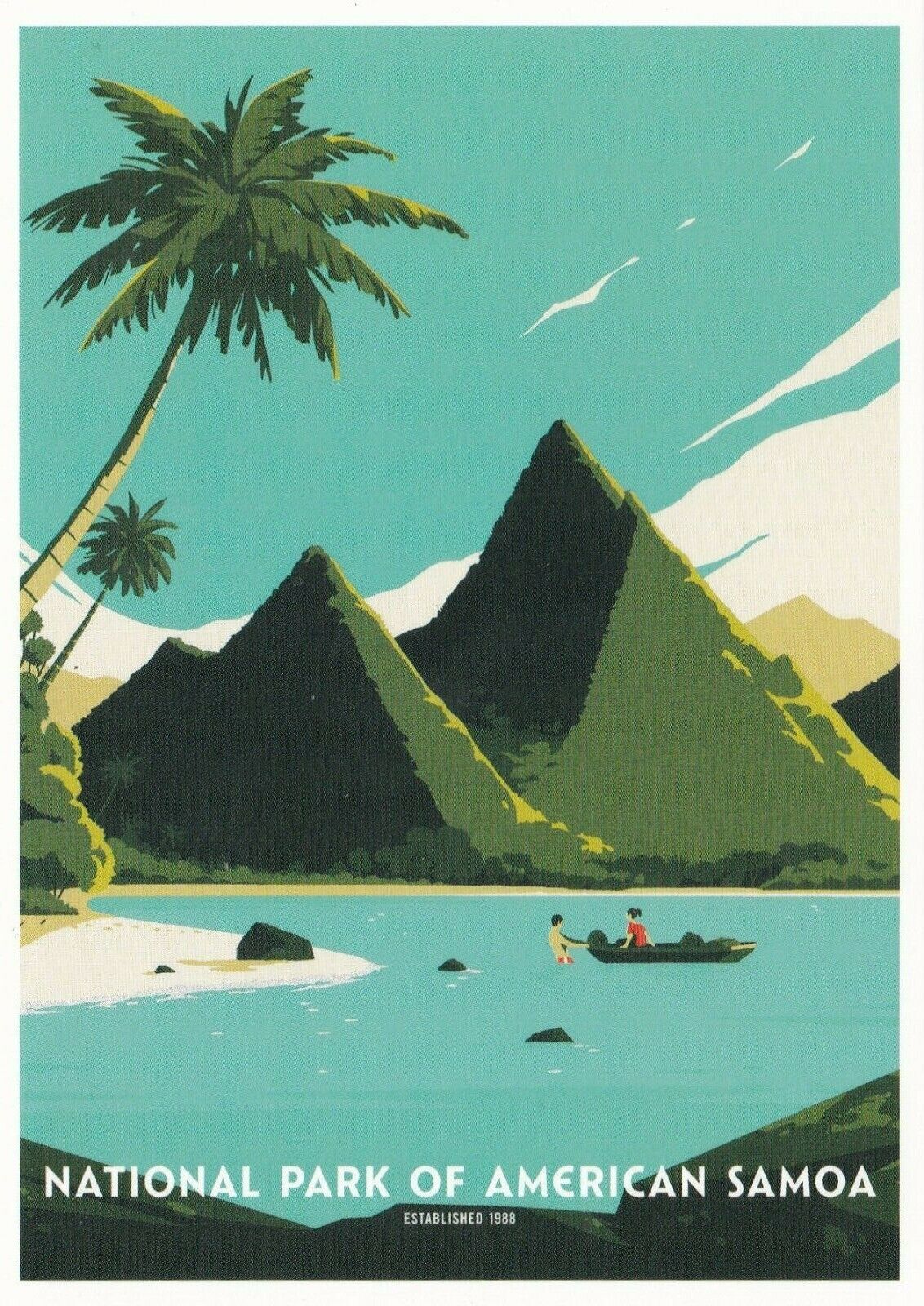 American Samoa National Park American Samoa Poster Art Postcard