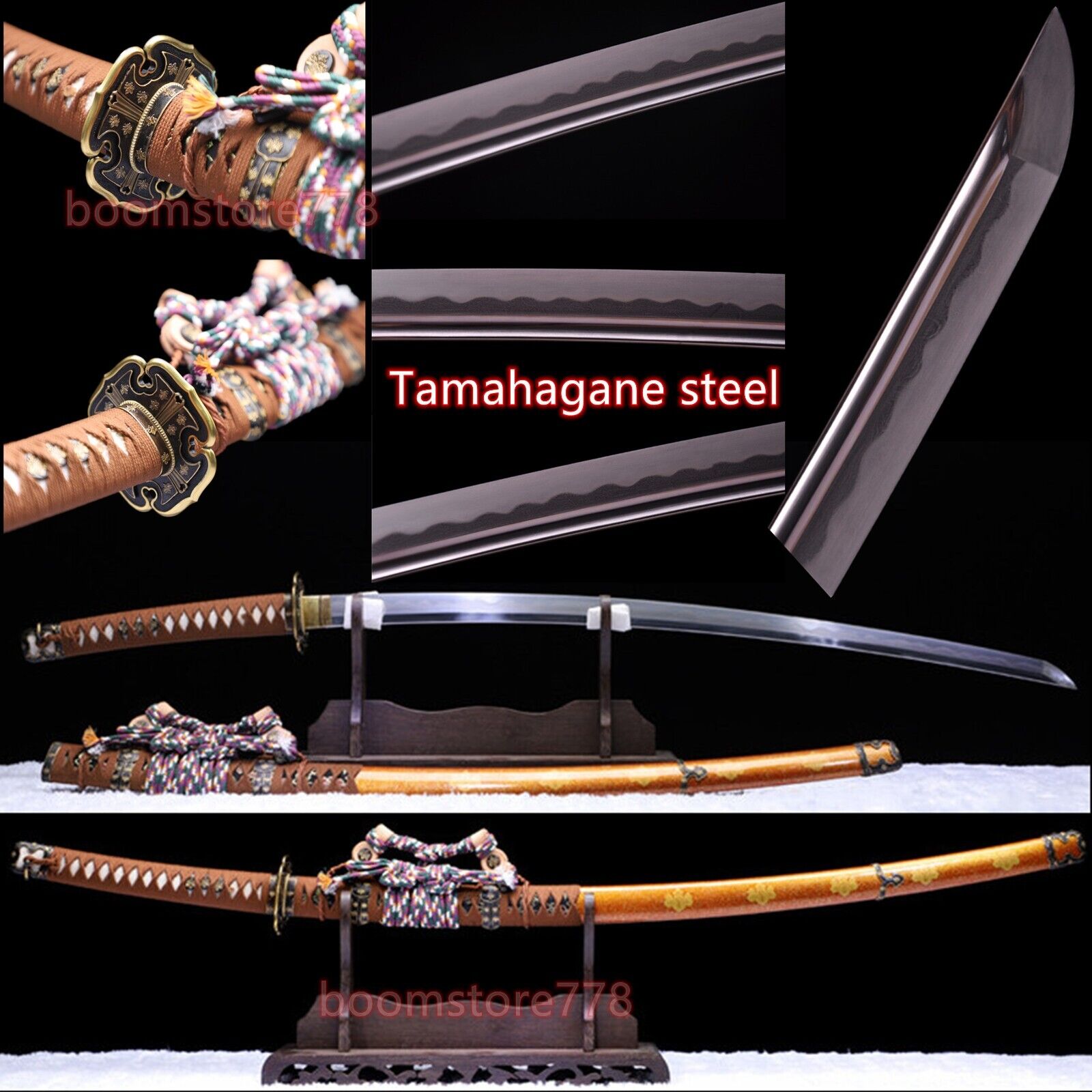 Top Grade Traditional Japanese Tamahagane Steel Hand Grind Blade Tachi Sharp
