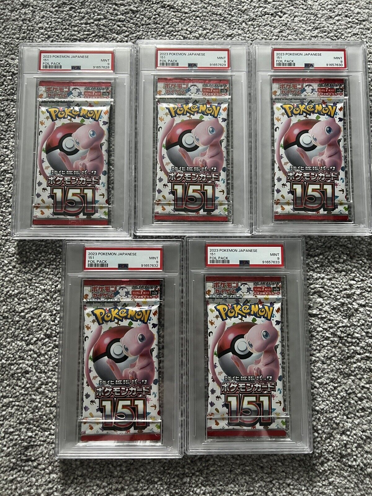 2023 Pokemon Card TCG Japanese 151 Booster Pack MINT PSA 9 X 5