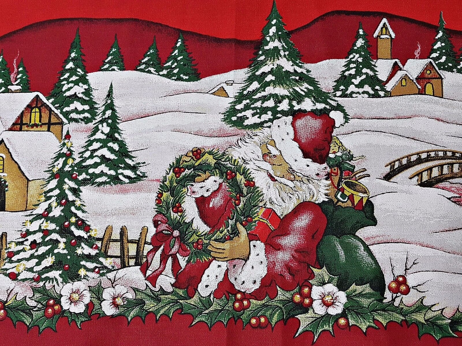 BRAZIL-VINTAGE AUTHENTIC CHRISTMAS NIGHT RED GREEN COTTON 60\