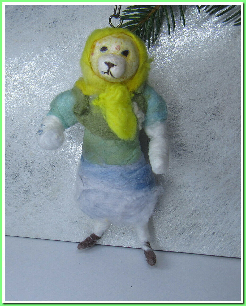 🎄🐻Bear-Vintage antique Christmas German spun cotton ornament figure #2310234