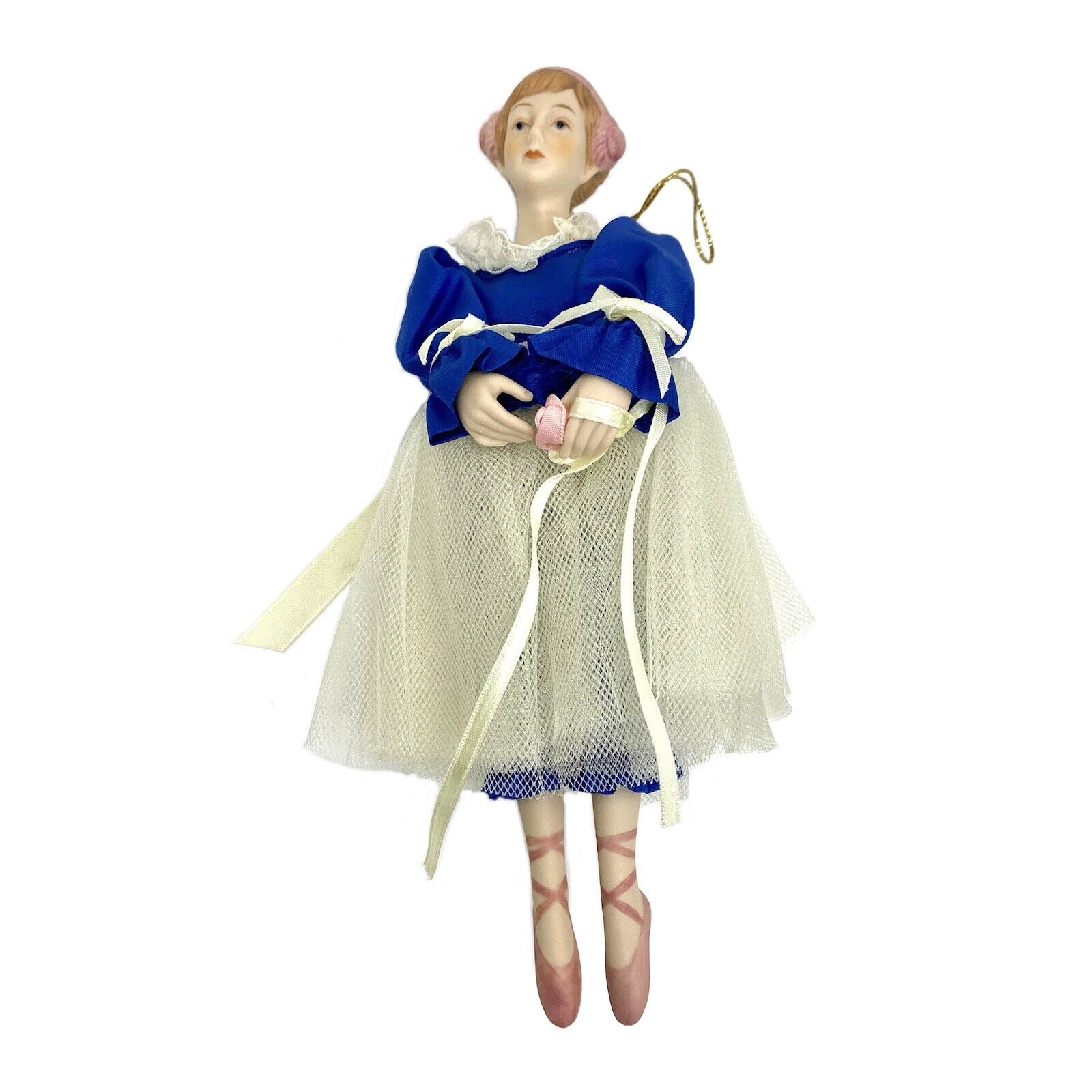 Vtg MCM MAID BALLERINA Fairy Porcelain Tulle Skirt Ornament Doll Figurine TAIWAN