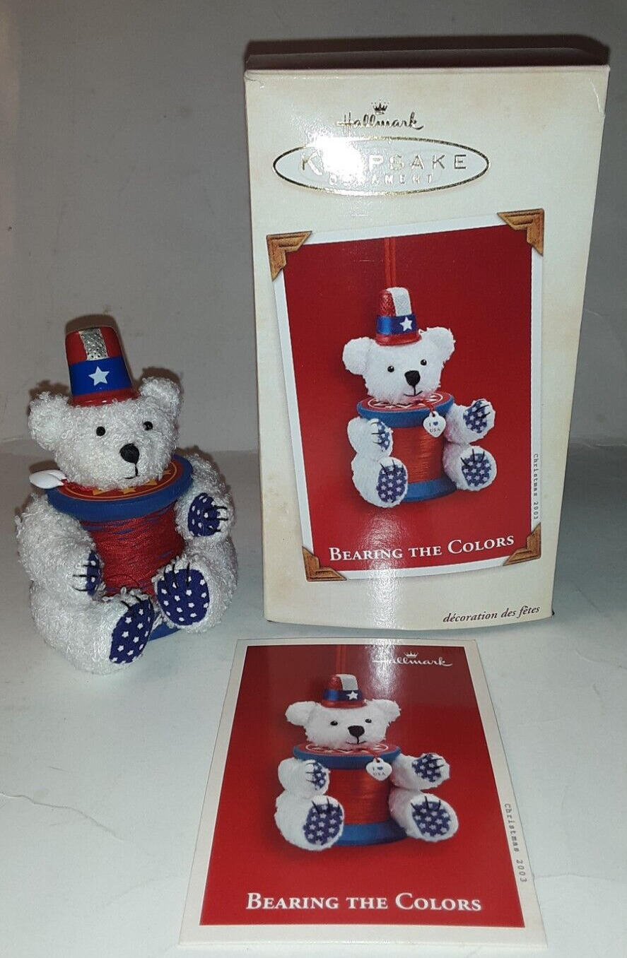 2003 Hallmark Keepsake - Bearing the Colors Patriotic Bear Ornament