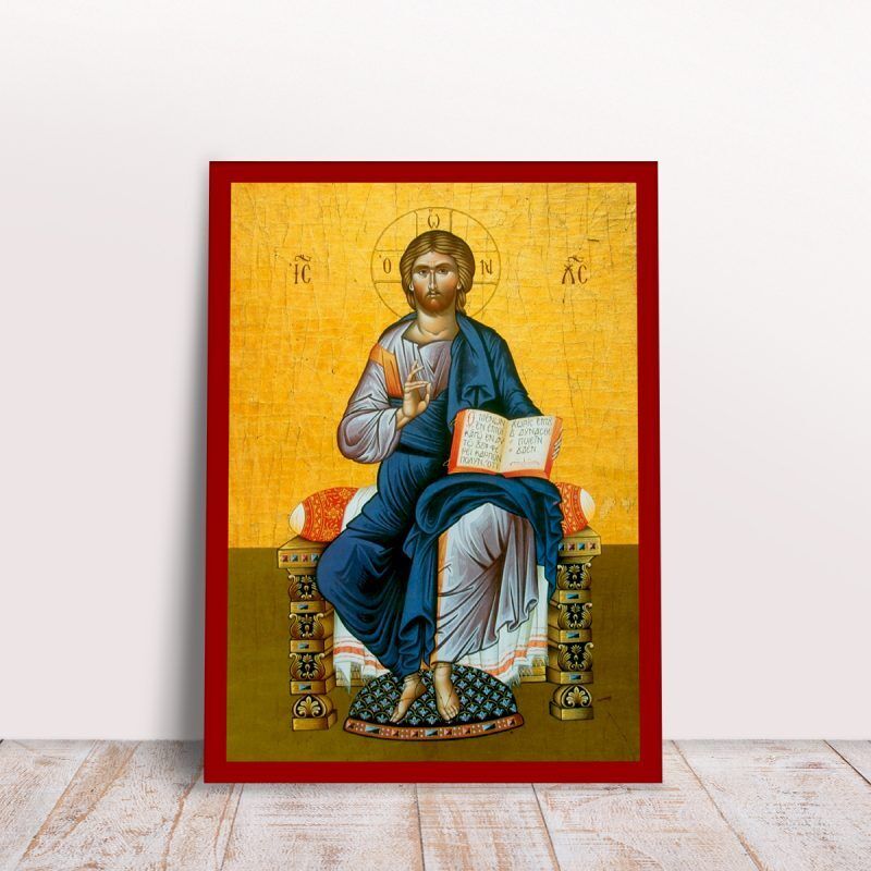 Jesus Enthronos Greek byzantine orthodox icon handmade