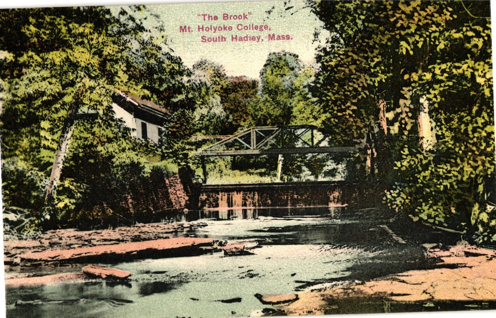 The Brook Mt Holyoke College South Hadley MA Divided Unused Postcard c1910