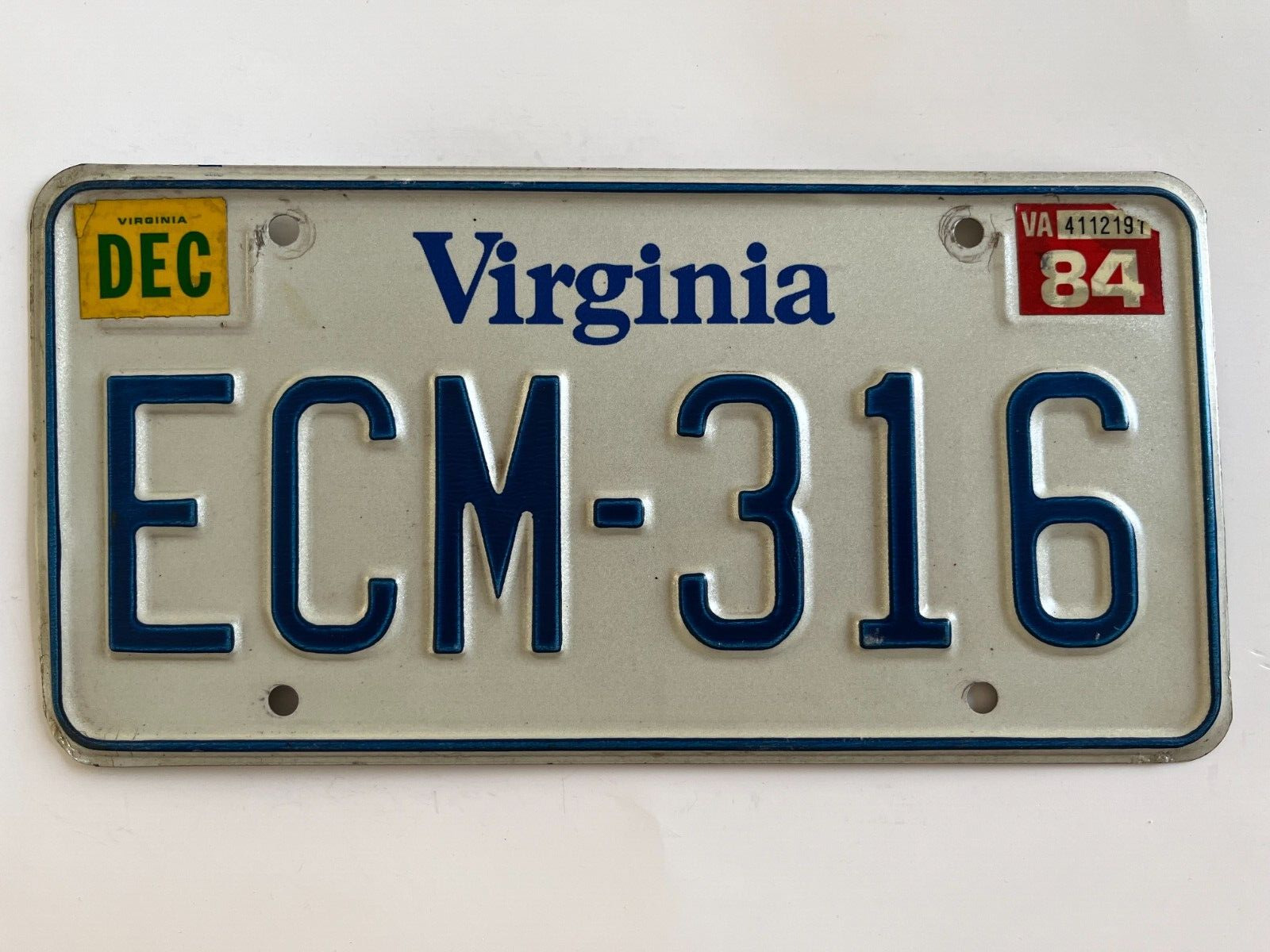 1984 Virginia License Plate Natural Sticker