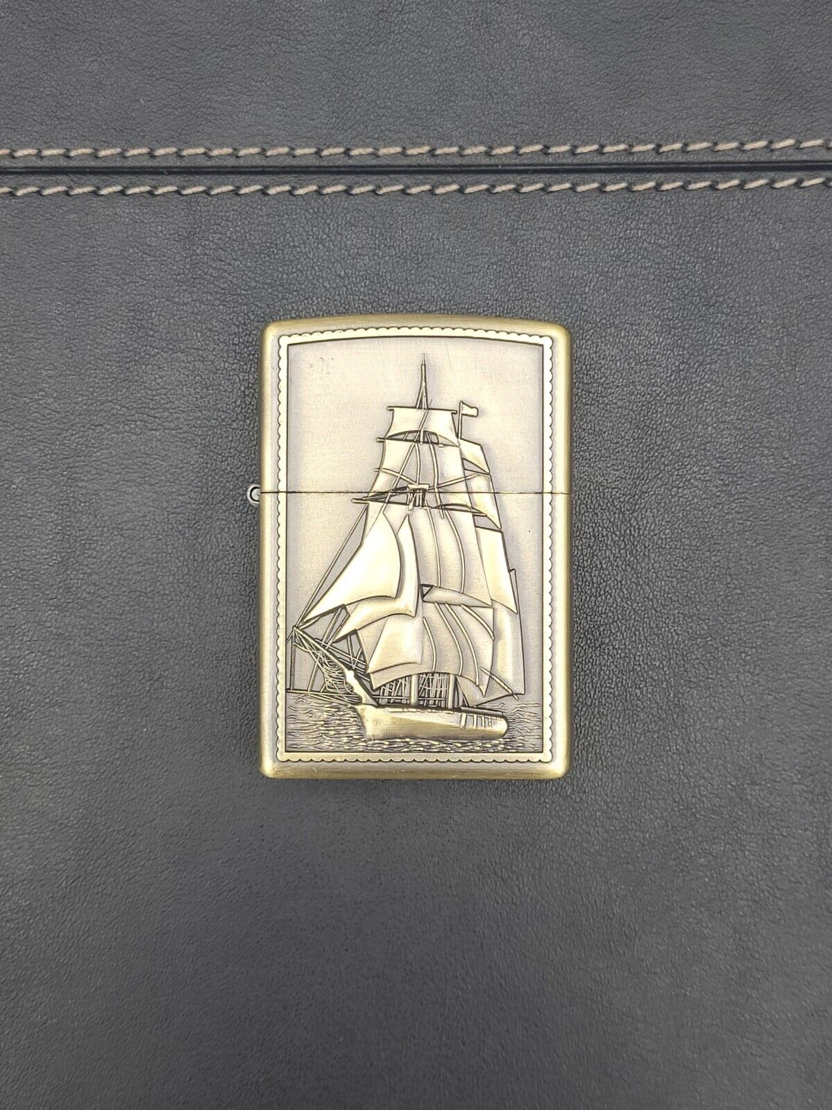 Vintage Ship / Sail Boat Design Lighter Brass Finish-  Compatible With Zippo NEW