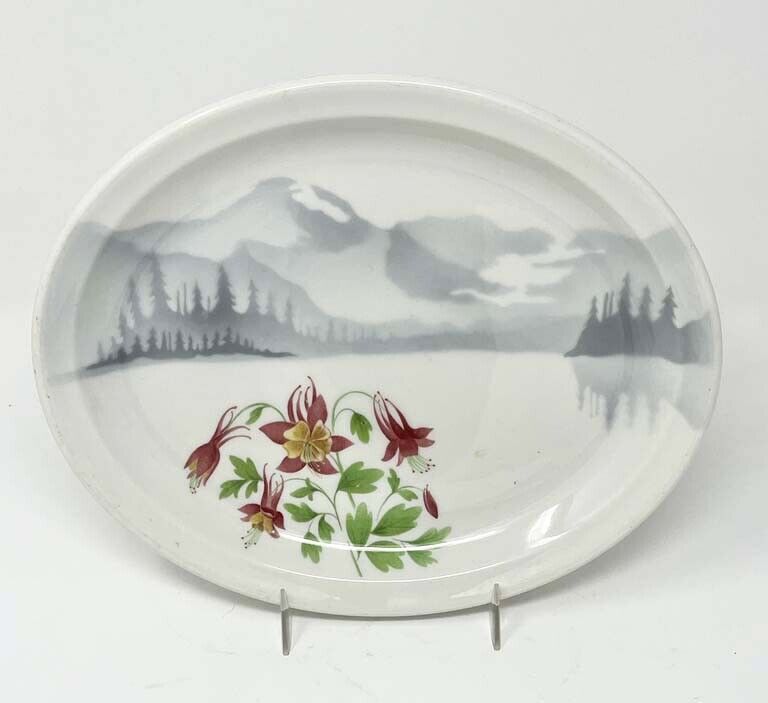 GREAT NORTHERN RY MOUNTAINS & FLOWERS LARGE PLATTER
