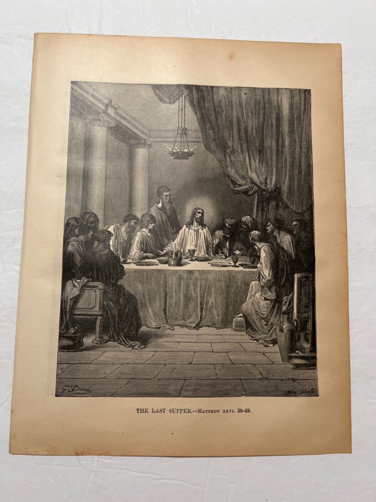 VTG Engraving Last Supper & Jesus in the Garden 1885 Bible Etching