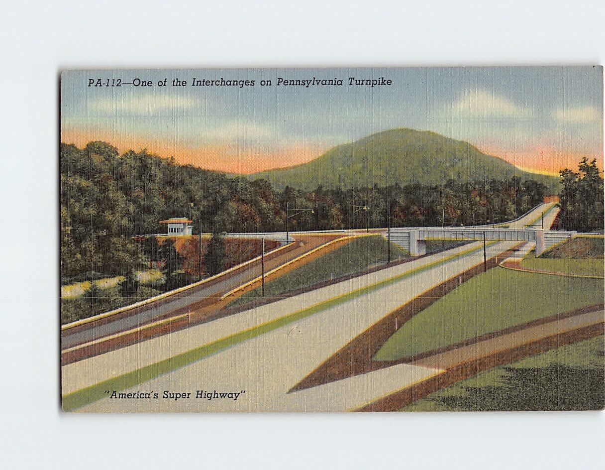 Postcard One of the Interchanges on Pennsylvania Turnpike Pennsylvania USA