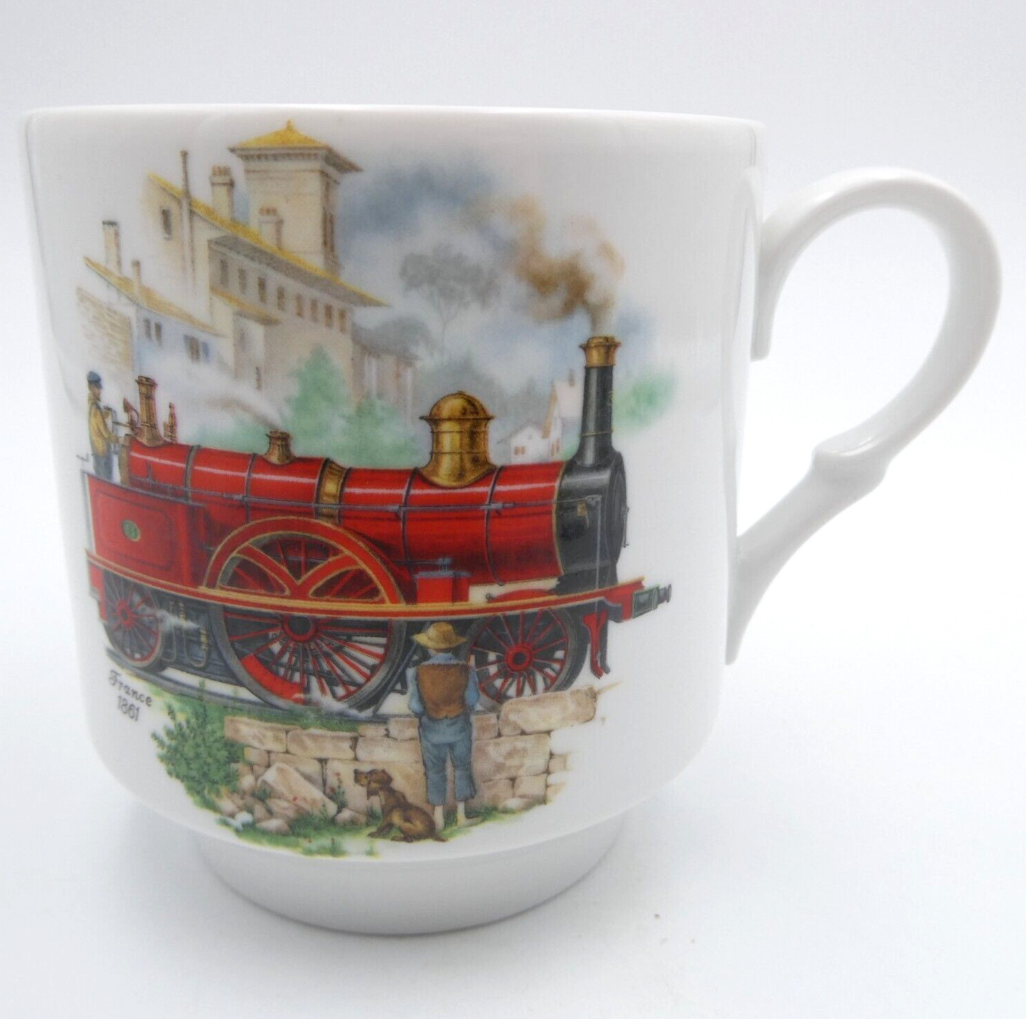 Schumann Bavaria Coffee Mug Red Locomotive Train France 1861 Arzberg Germany VTG
