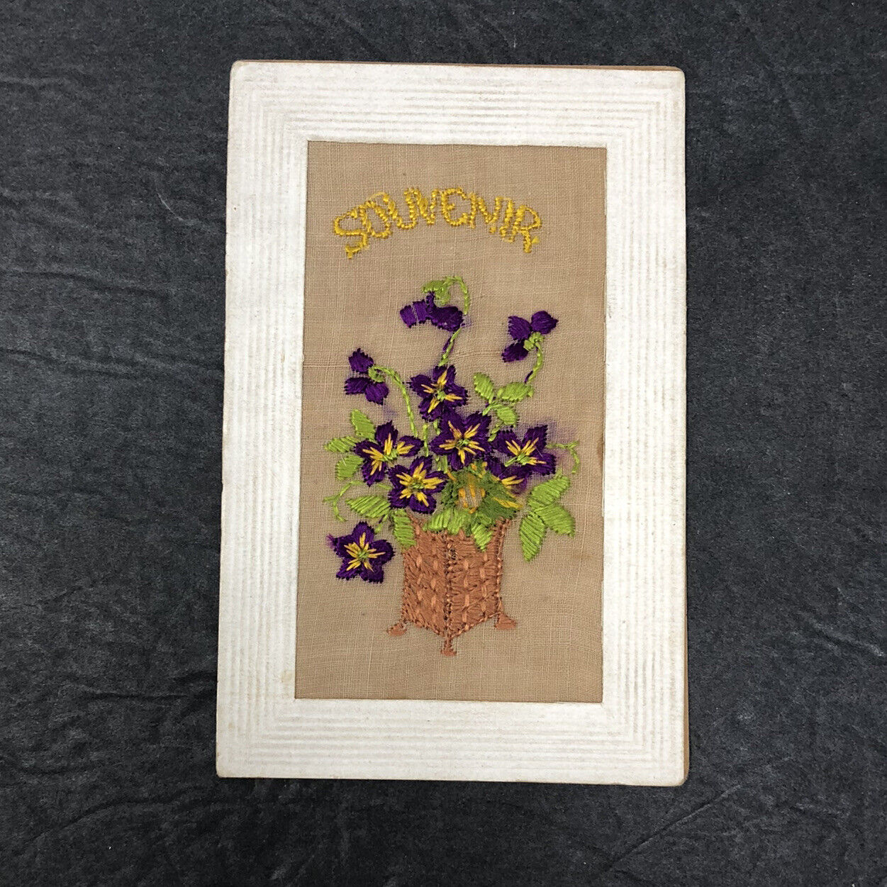 Vintage Embroidered Flowers 1910s Postcard Carte Postale Paris 