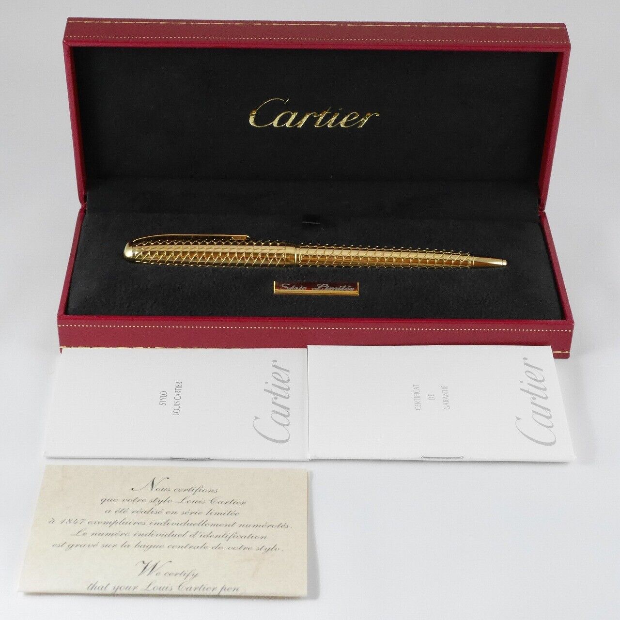 Louis Cartier Gold Plated Limited Edition Ballpoint Pen with Box RARE