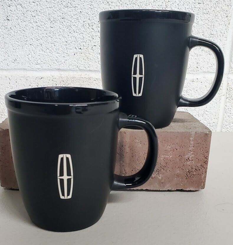 Pair Of Lincoln Automobile Logo Coffee Mugs Tea Cups Car Lincoln Motor Company 