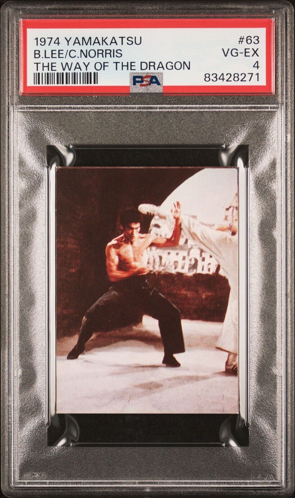 1974 Bruce Lee Chuck Norris Yamakatsu Way Of The Dragon Japanese Card #63 PSA 4