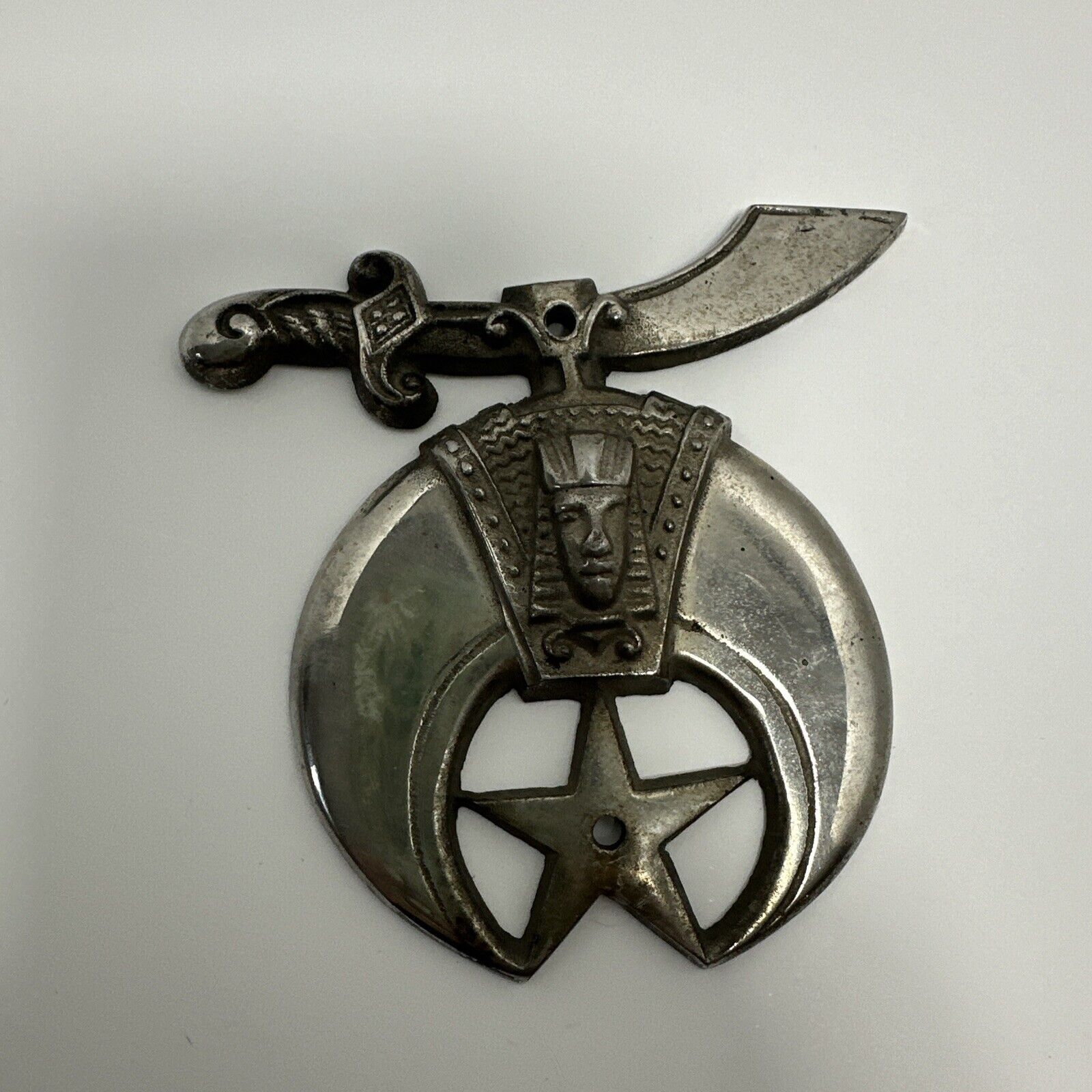 Vintage Cast Metal Freemasons Shriner Badge/Emblem for Bumper License Plate
