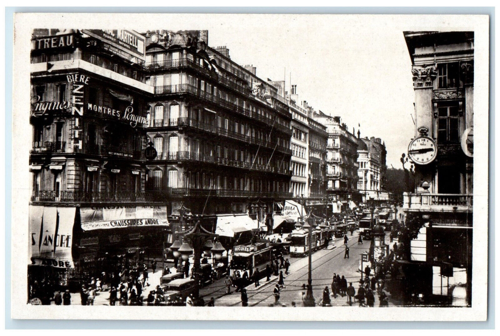 Marseille Bouches-du-Rhône France RPPC Photo Postcard La Canebiere Street c1930s