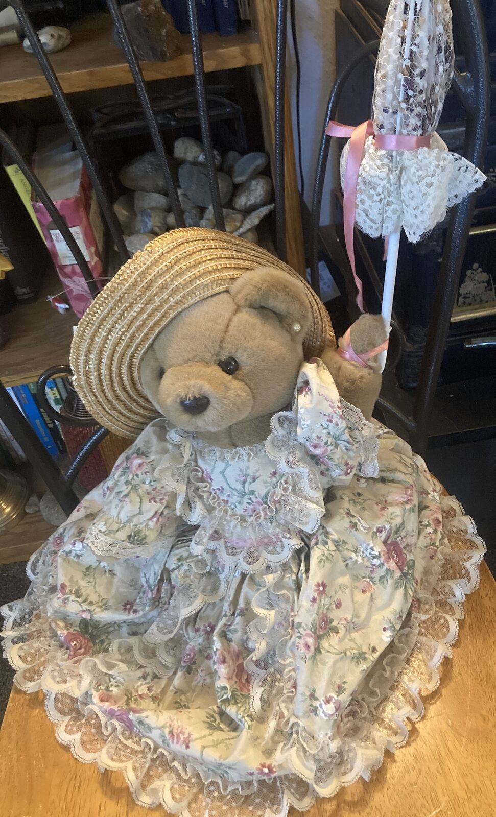 vintage Bearly Collectible Elegant Dressed With Umbrella