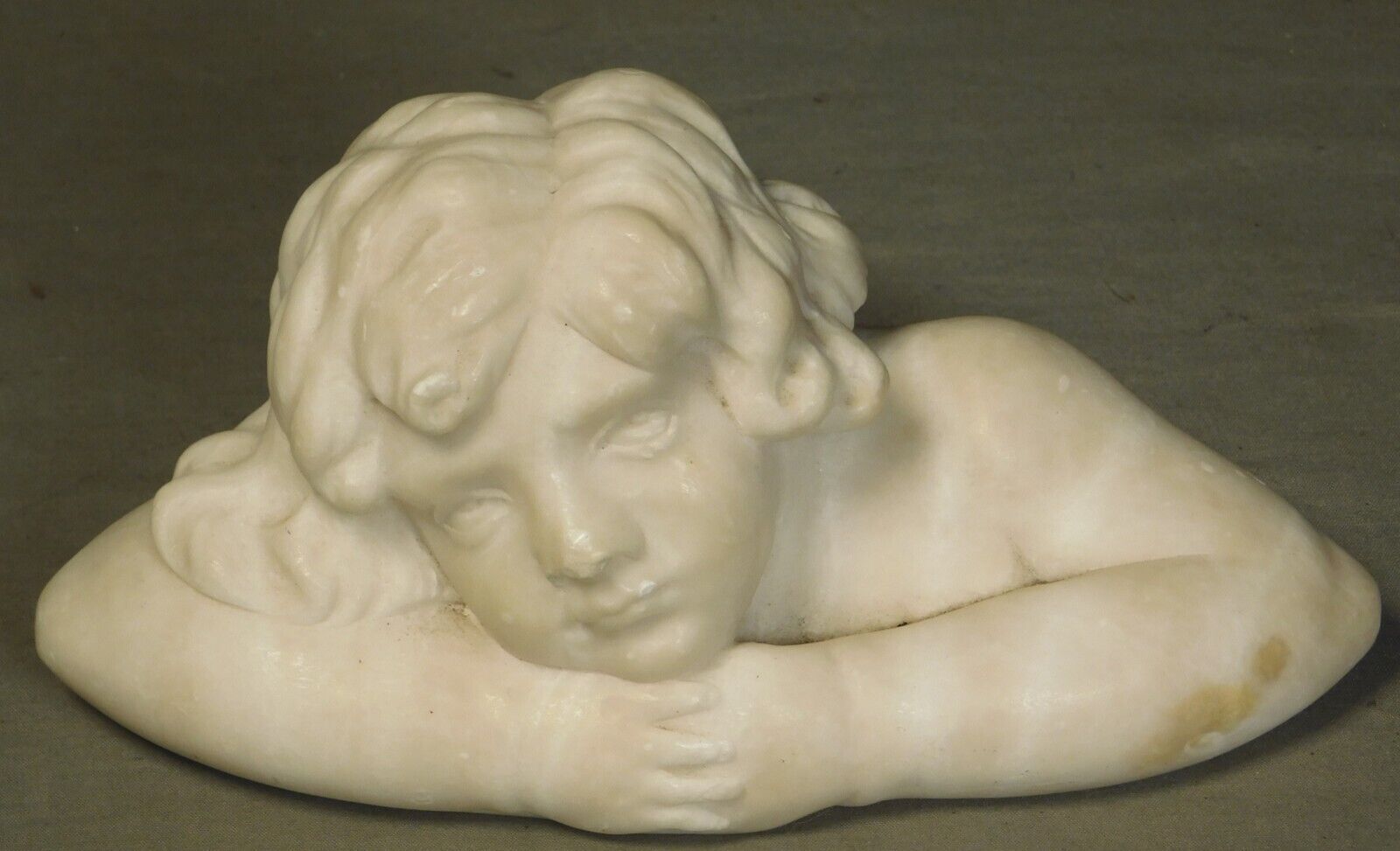 Antique Italian Genuine Marble Statue Sculpture Grand Tour Pensive Cherub Putto