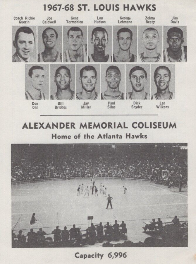 1967-1968 NBA St Louis Atlanta Hawks Team Lenny Wilkins Vintage Print Ad Profile