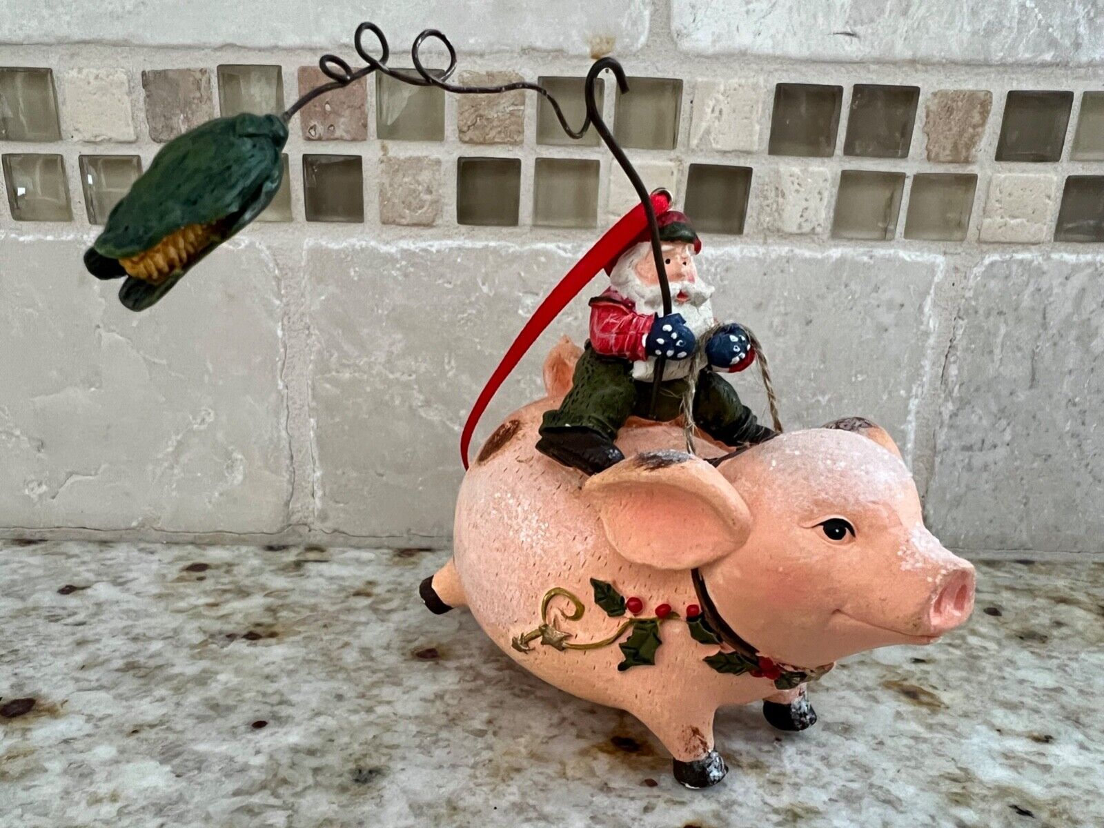 Unique Ornament Santa Riding A Pig