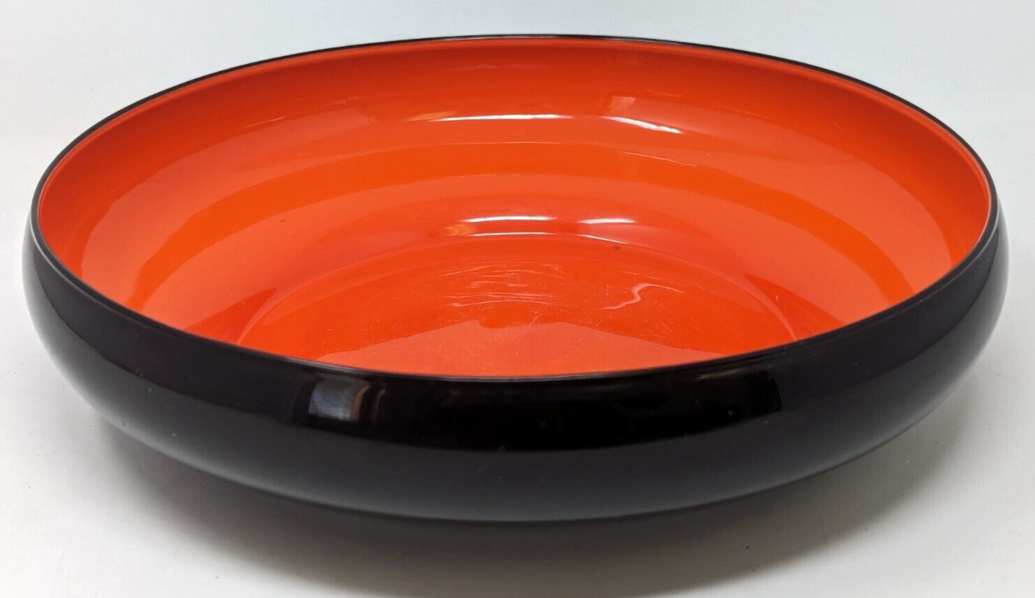 Loetz Kralik Art Deco Black Orange Tango Glass Czech Bohemian Console Bowl PB23