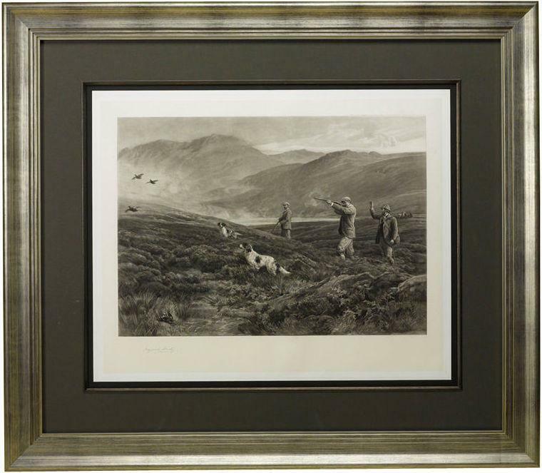 “On The Moors” (Dogging) Signed by Artist Heywood Hardy, Antique Engraving, 1894
