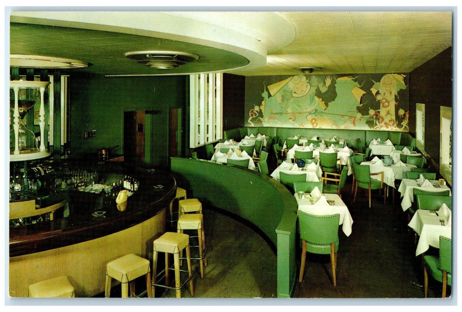 c1960's The Hourglass Restaurant Lounge Interior Kenmore New York NY Postcard