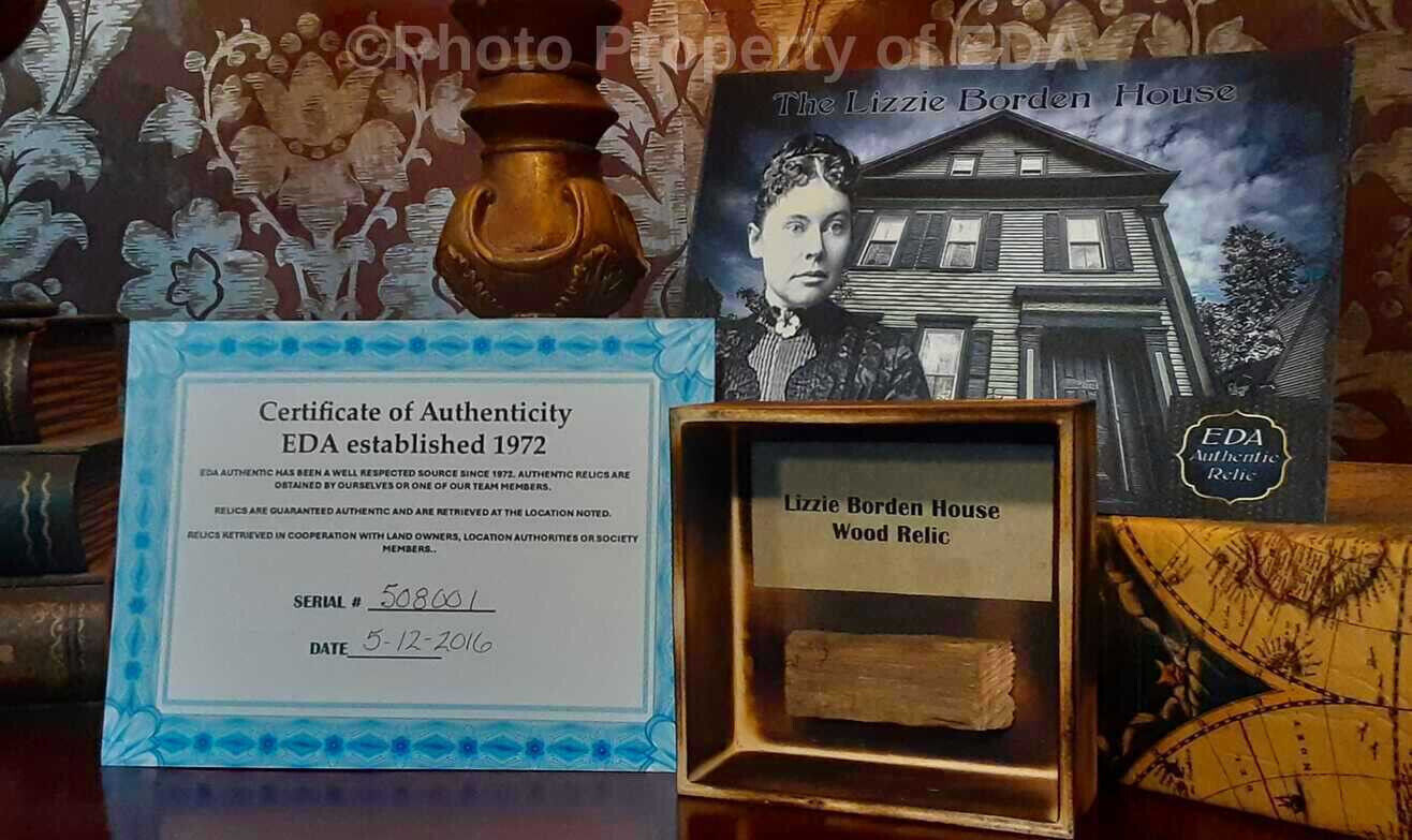 LIZZIE BORDEN HOUSE Wood Relic Certificate Authenticity Ax Murder Haunted Relic