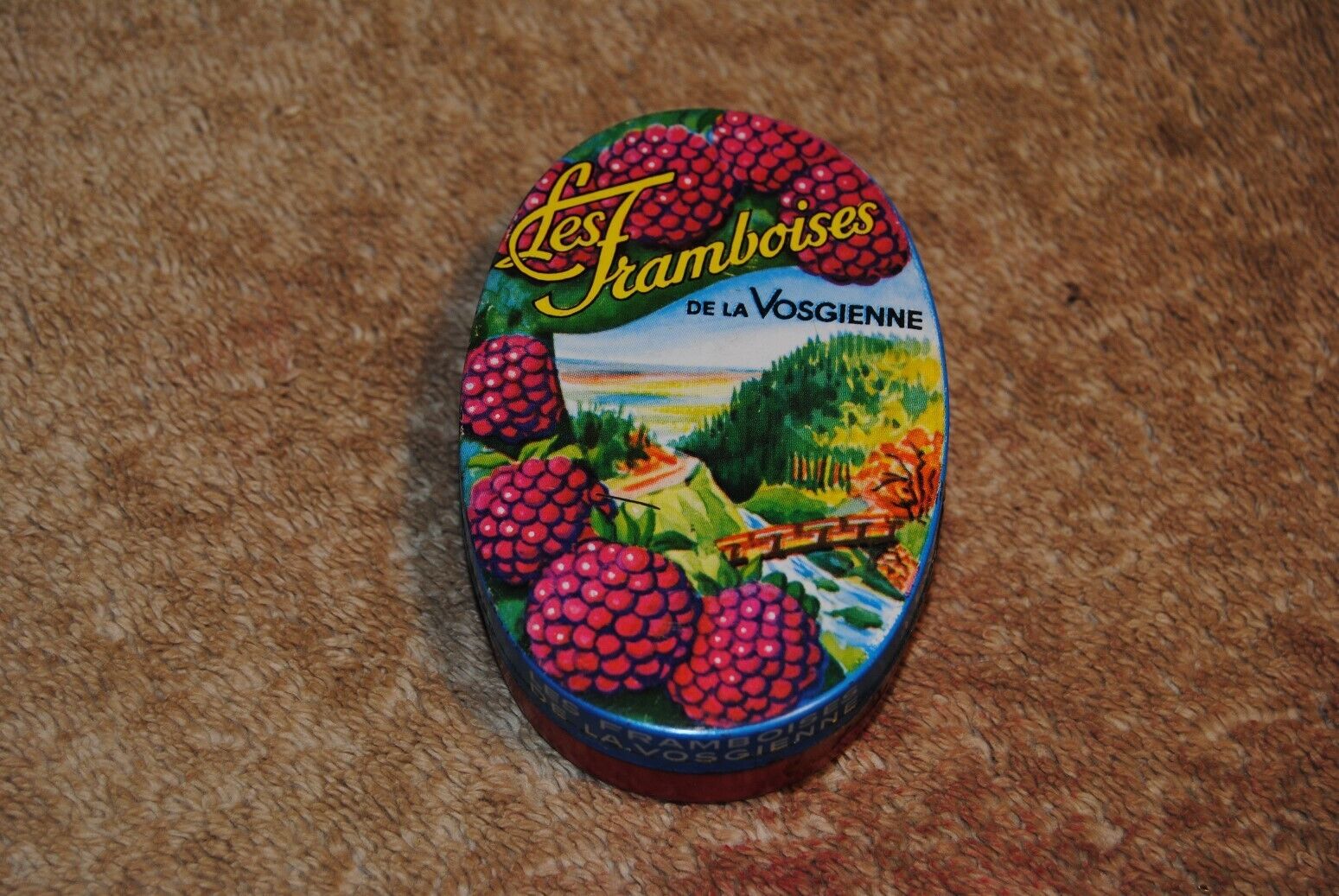 Vintage Empty Tin Les Framboises De La Vosgienne French Raspberry Candy Drops
