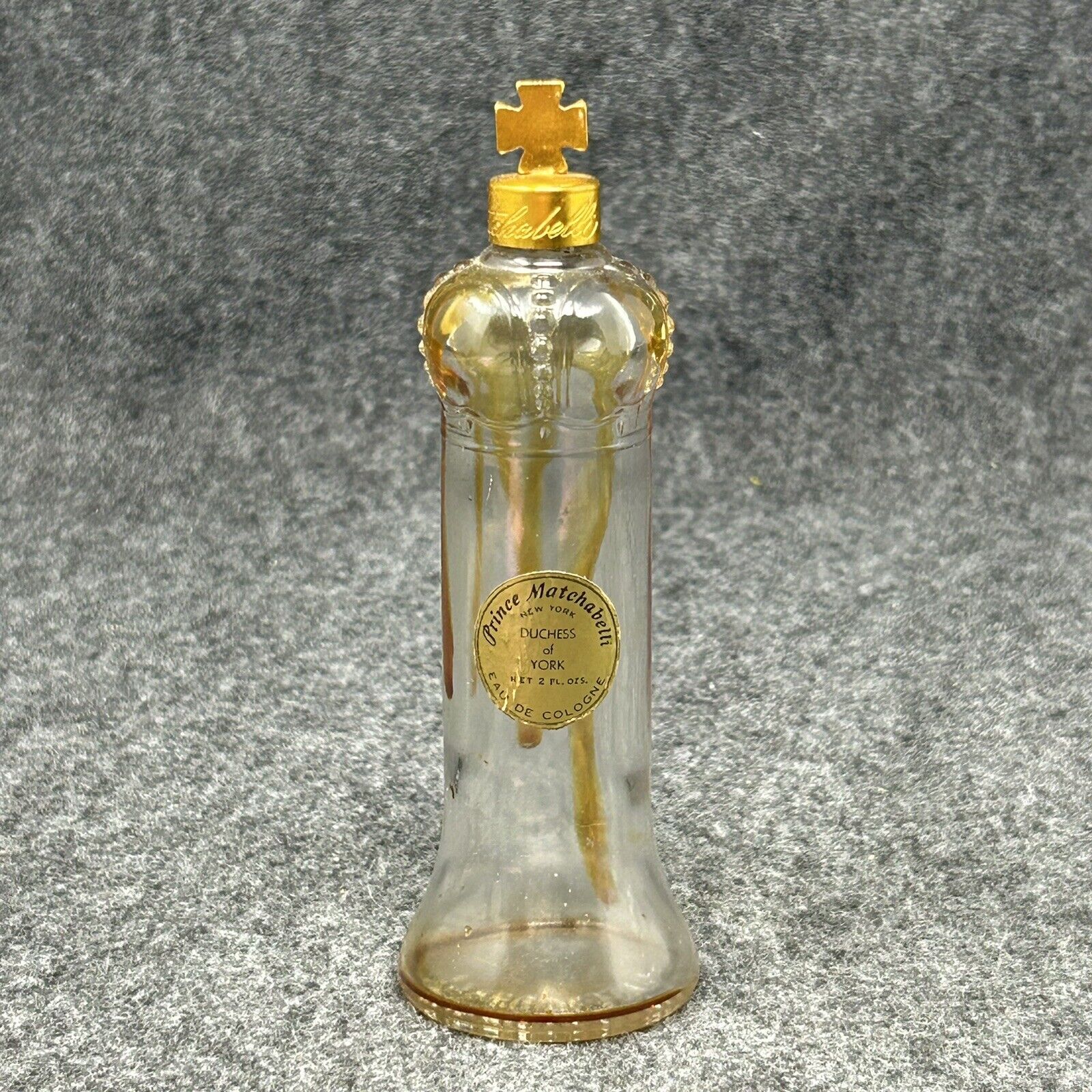 Prince Matchabelli Duchess of York Eau de Cologne Vintage Glass TALL Bottle Gold