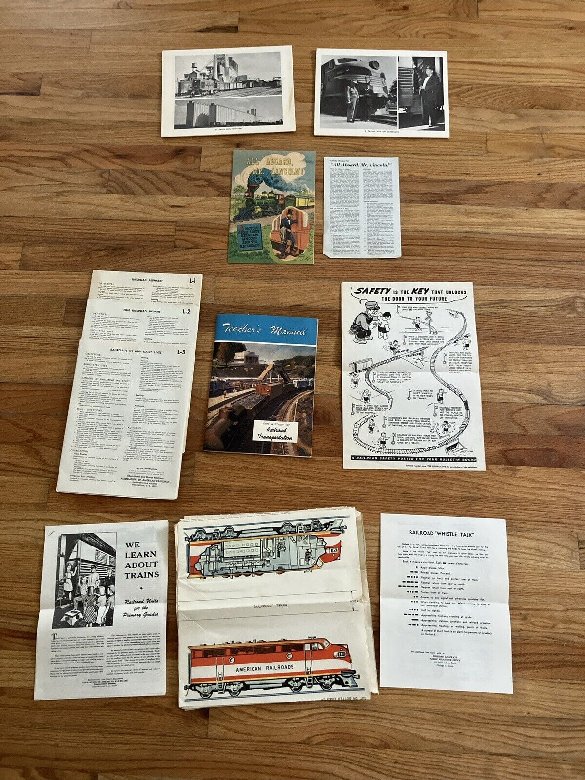 Vintage Train 1950's Lg. Posters & Cut Outs Passenger/Freight Train Education
