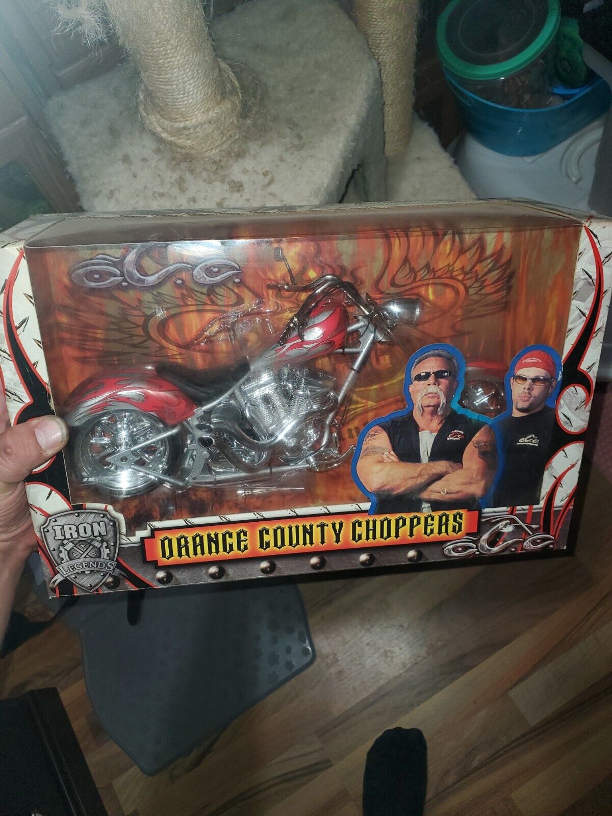 Orange County Motorcycle Diecast Chopper Iron Legends Red Silver Flames 1/6 NIB