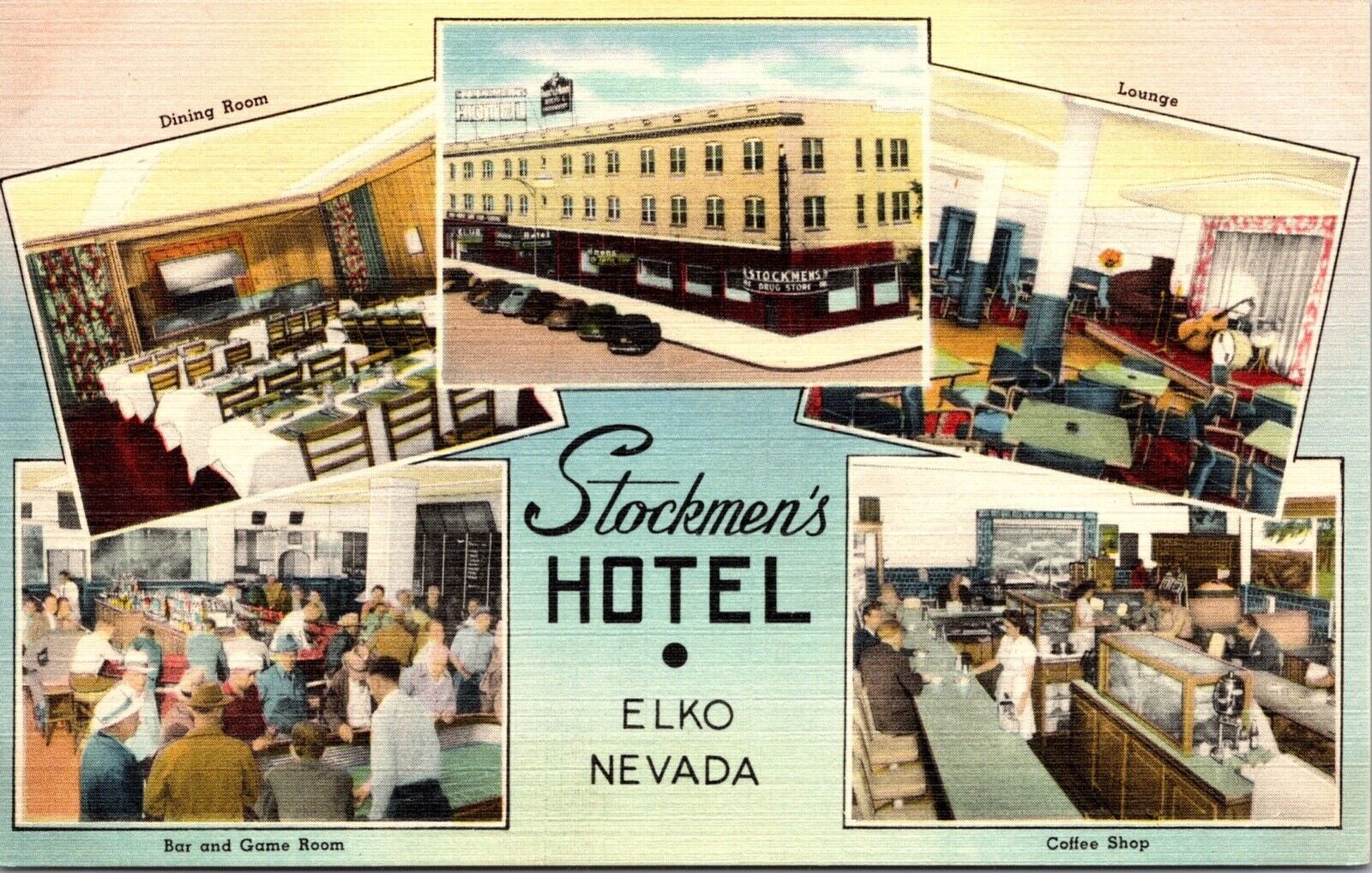 Linen Postcard Stockmen\'s Hotel in Elko, Nevada