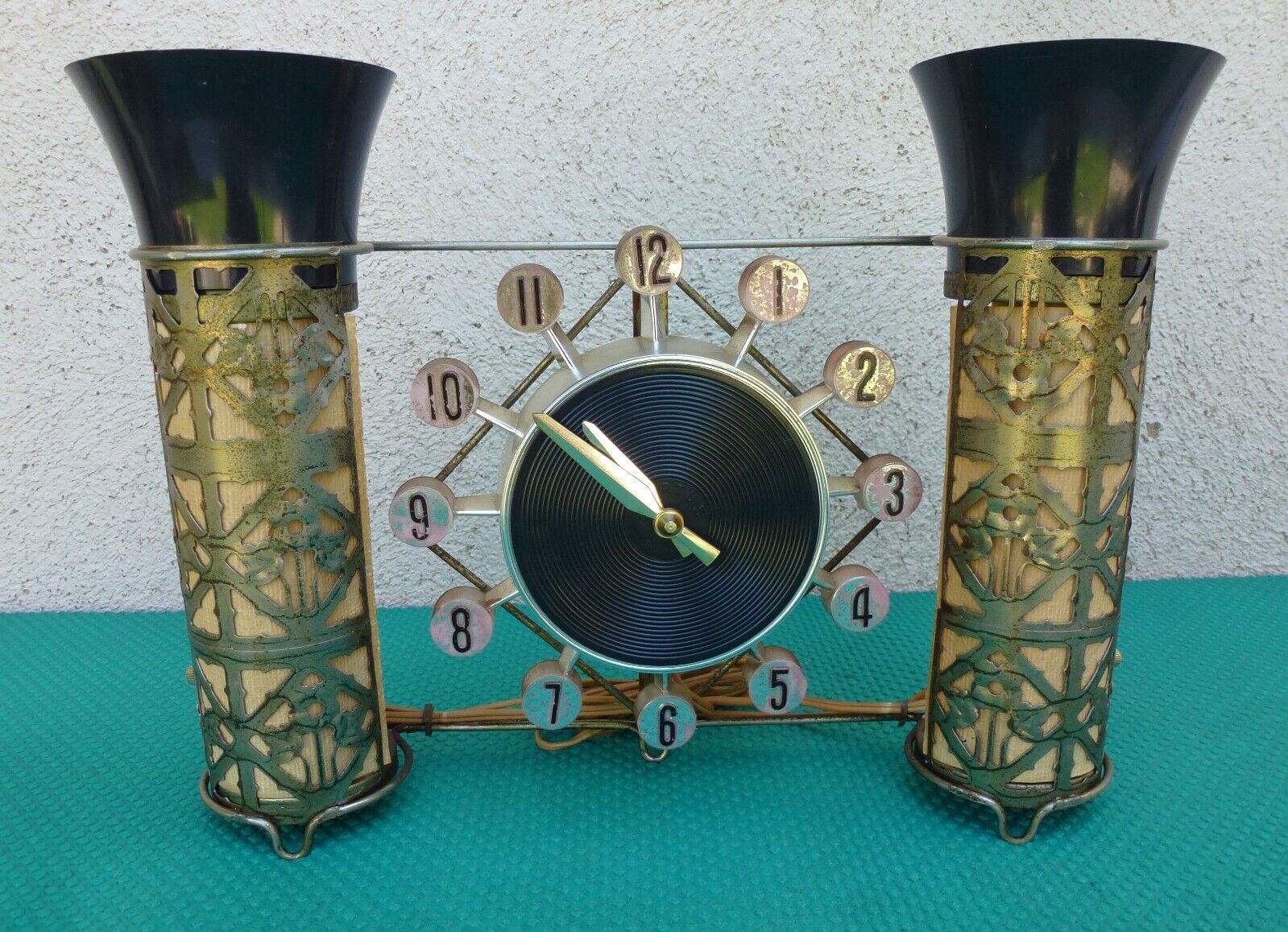 Rare Vintage Herold Spartus Starburst Mid Century Lamp Clock - Working