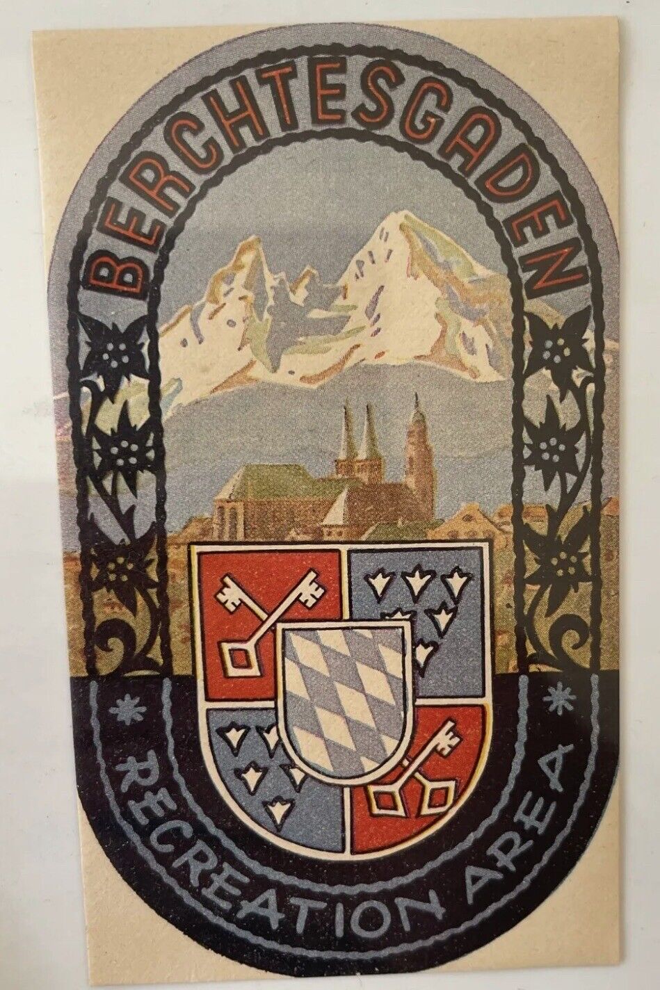1930s  RARE Travel Label  / Alps - Ski Germany -Highly Collectible vintage Item