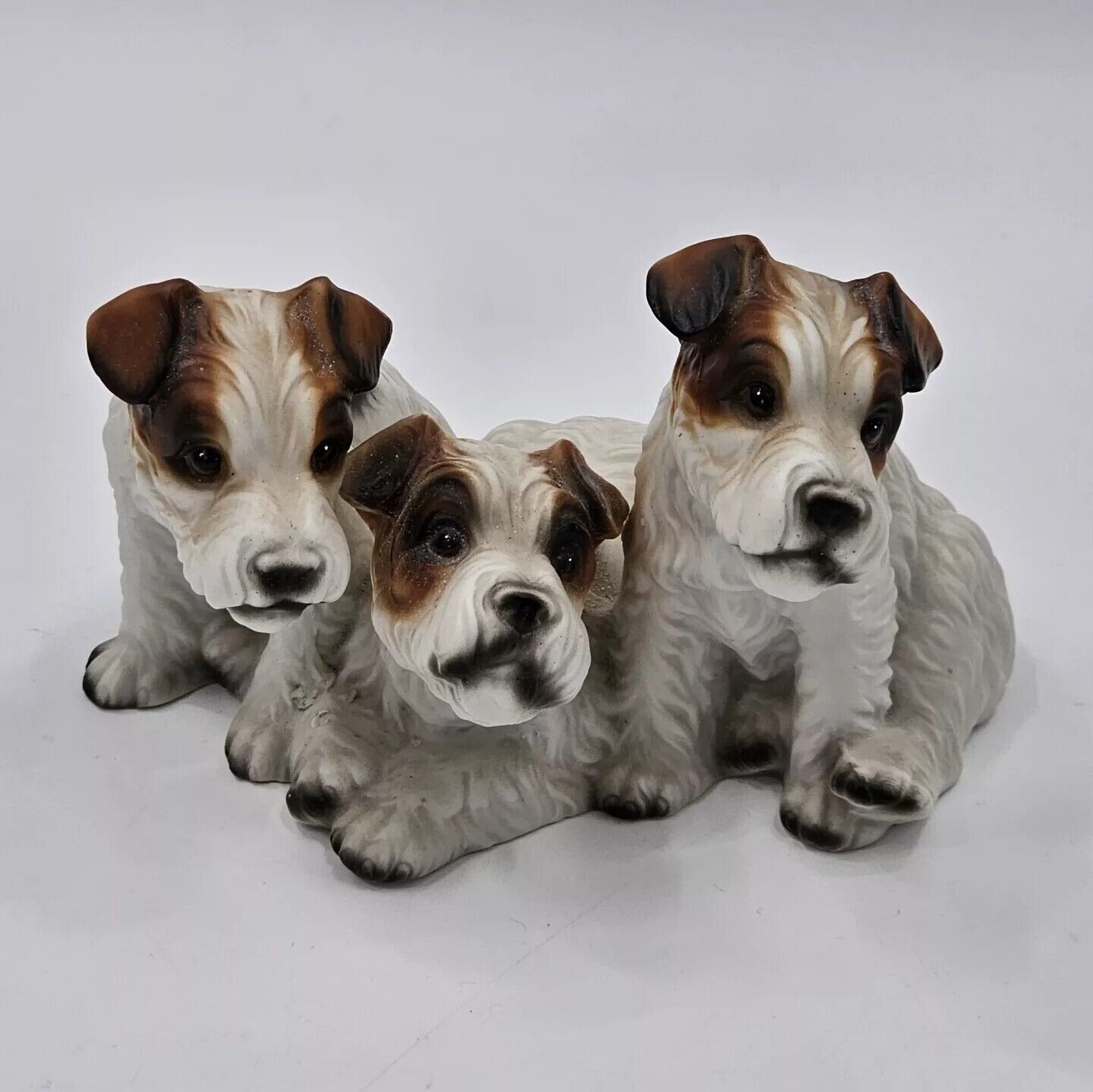 Vintage Royal Crown 3 Fox Terrier Puppy Dogs Porcelain Figurine 