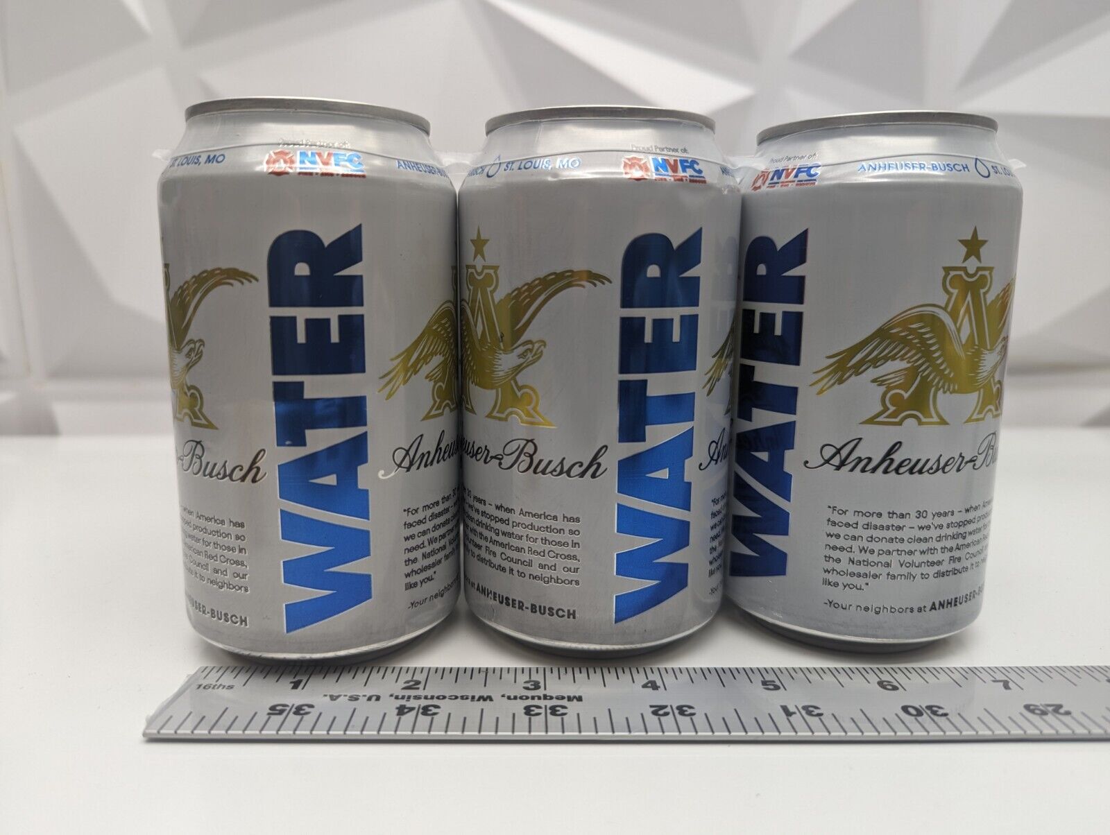 6 pk 2022 Anheuser Busch  Drinking Water Can  Gold Eagle exp 11/23 Red Cross
