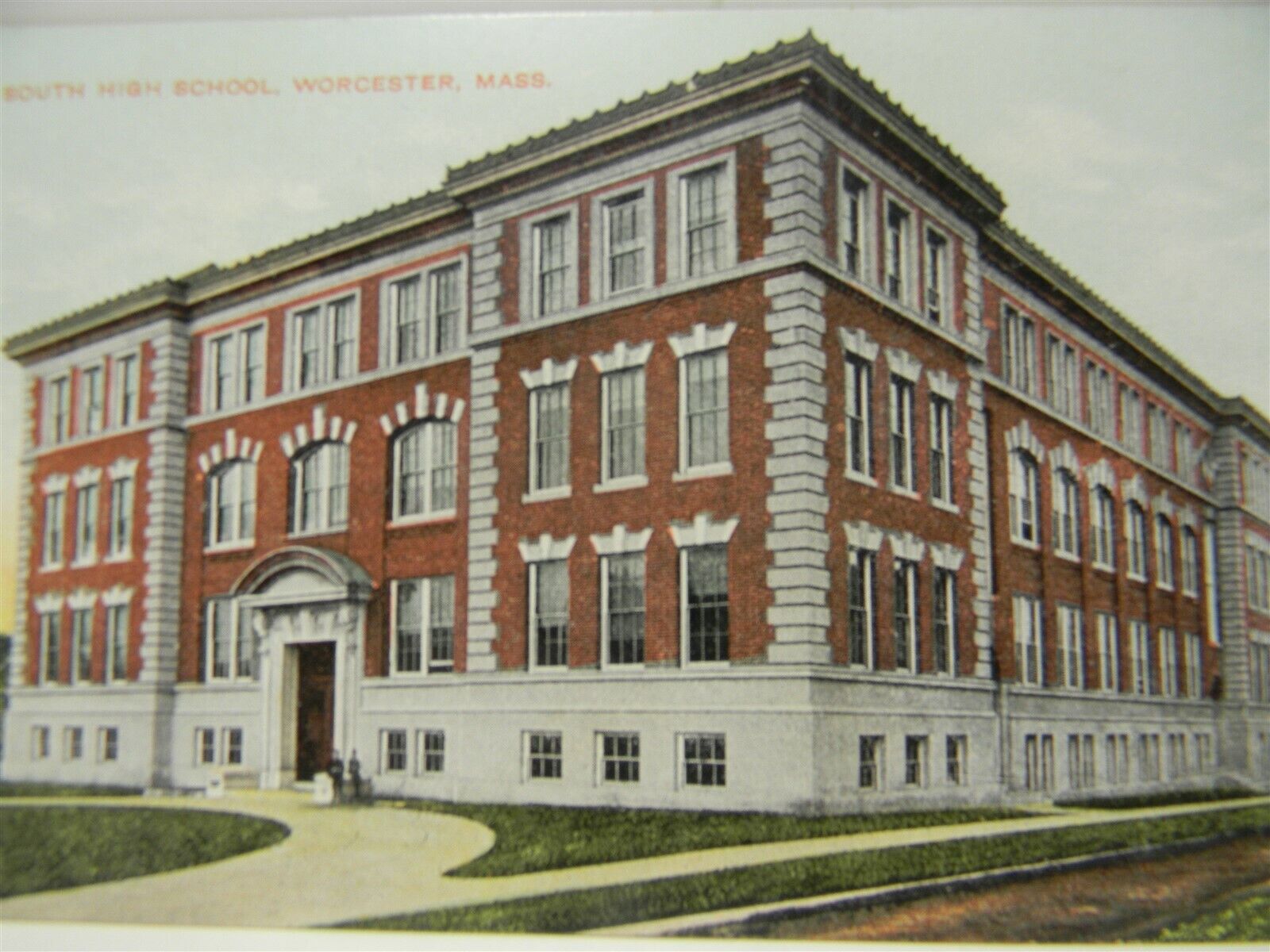 Vintage c1910 South High School Worcester Massachusetts Postcard P19