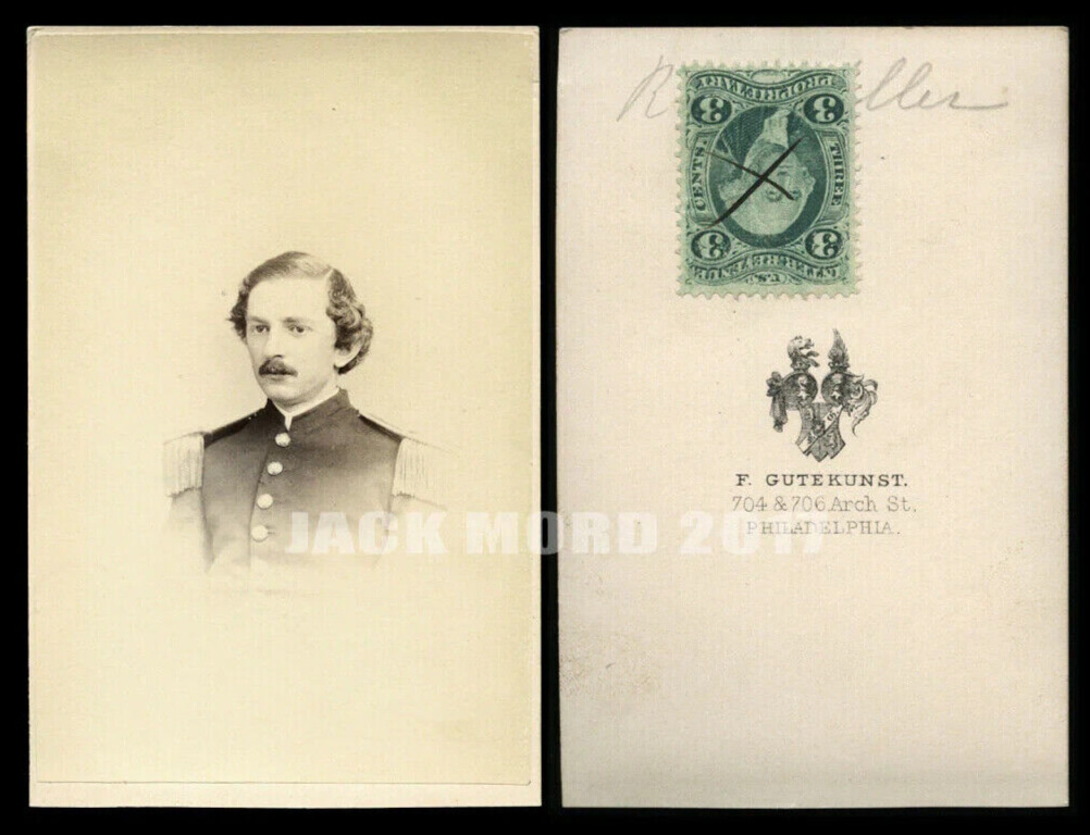 ID’d Civil War Soldier By Gutenkunst Philadelphia 1860s CDV Photo with Tax Stamp