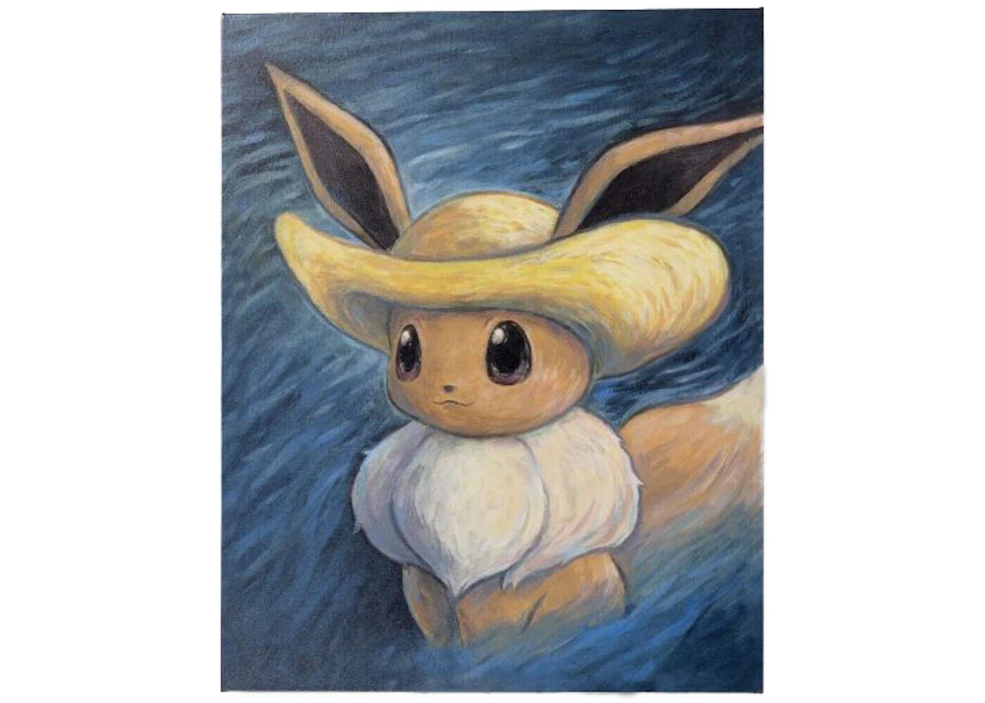 Pokémon Center x Van Gogh Museum:Eevee Self Portrait with Straw Hat Canvas Art