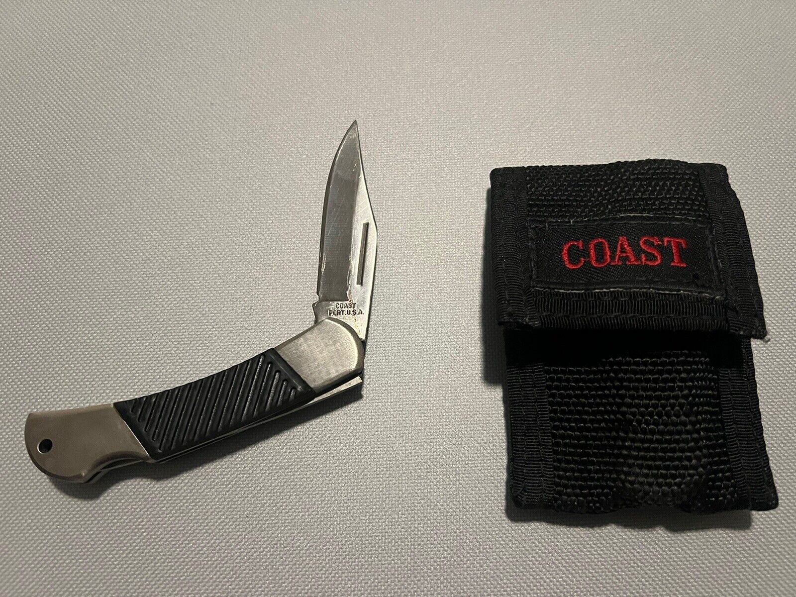 Vintage Coast Pocket Knife W/ Original Case Textured Rubber Grip Great Condition