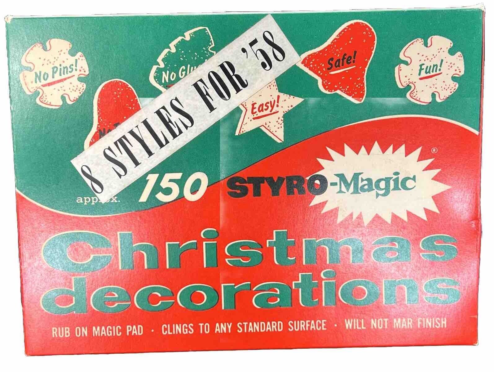 STYRO-Magic Christmas Decorations Original Box Styrofoam Stick Ons Vintage 1958