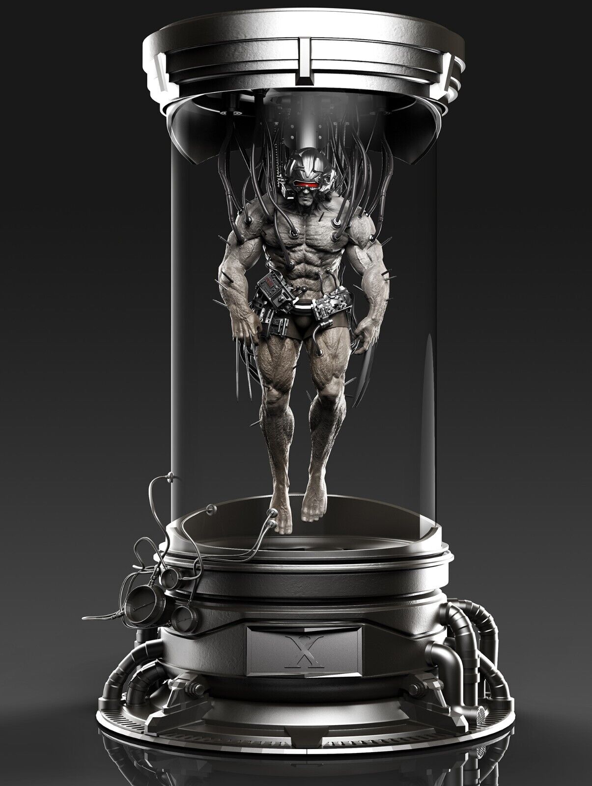 Weapon X statue figure diorama STL file for 3d printing 