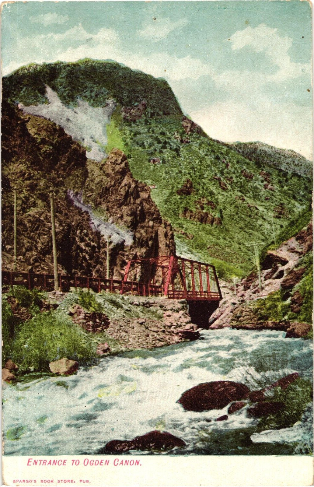 Entrance Bridge to Ogden Canyon Ogden Utah Divided Unused Postcard c1909