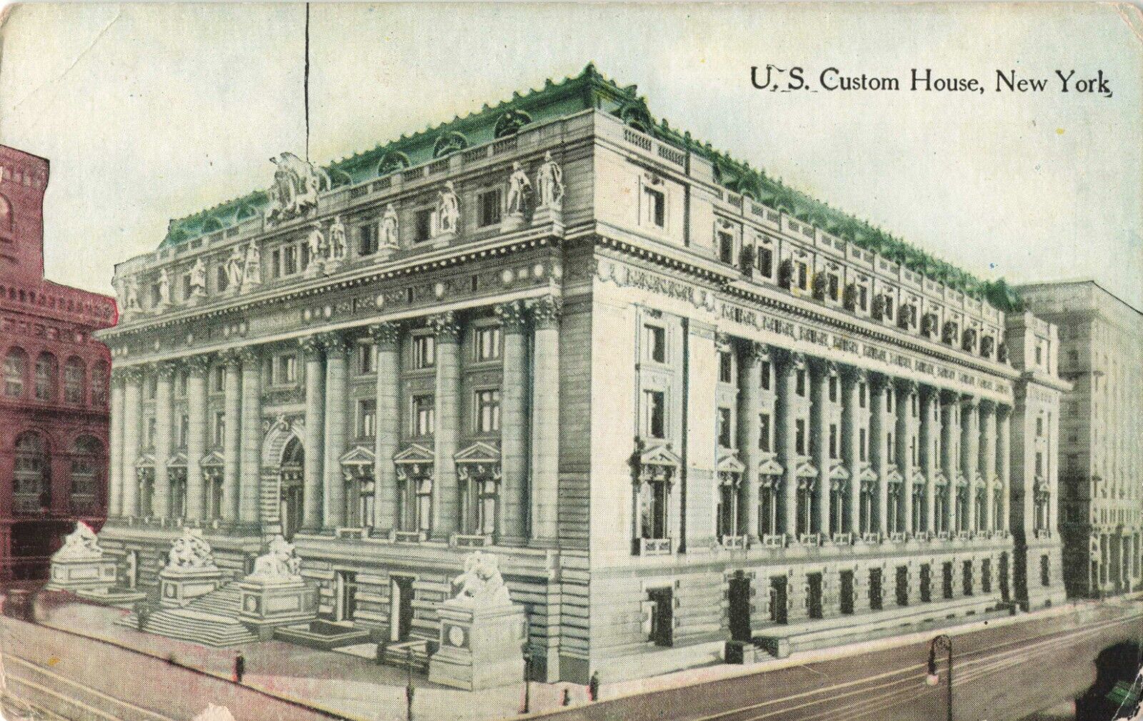 New York City NY, US Custom House Building, Vintage Postcard