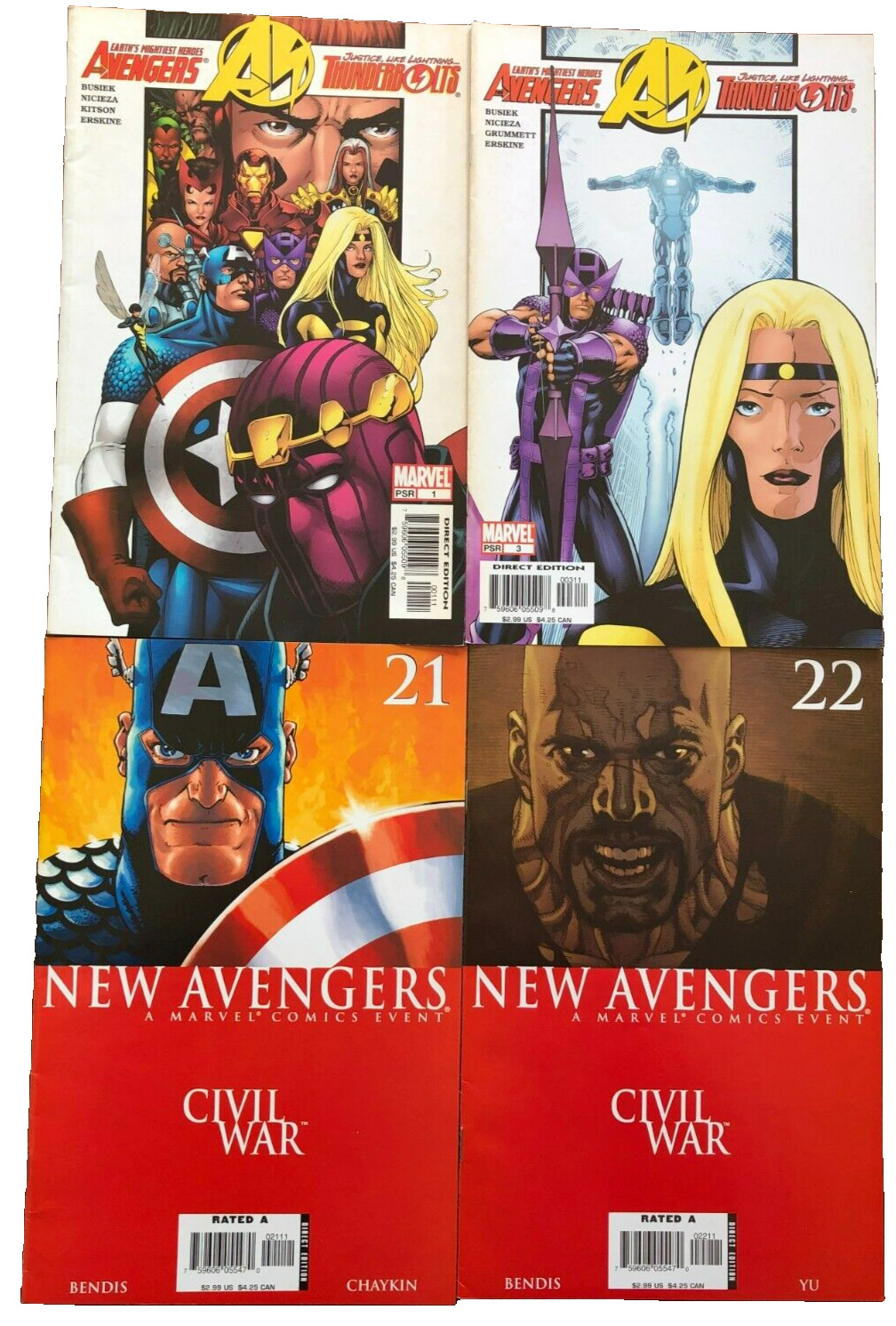 Lot of 4 Marvel Comic Books AVENGERS Bundle Including Avengers / Thunderbolts